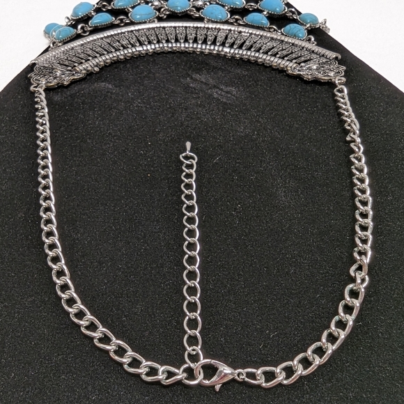 Silver & Turquoise Layered Collar Necklace Vintage - Picture 6 of 6